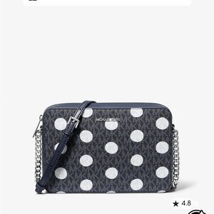 Michael Kors Navy and White Polka Dot Crossbody Bag with dust bag